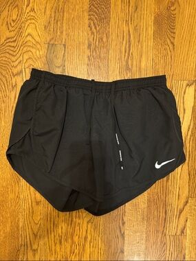 Nike Running Black Athletic Shorts with White Swoosh size Medium